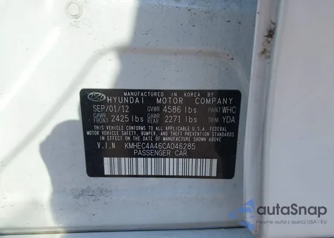 2012 Hyundai Sonata Hybrid from USA, damaged, VIN KMHEC4A46CA046285